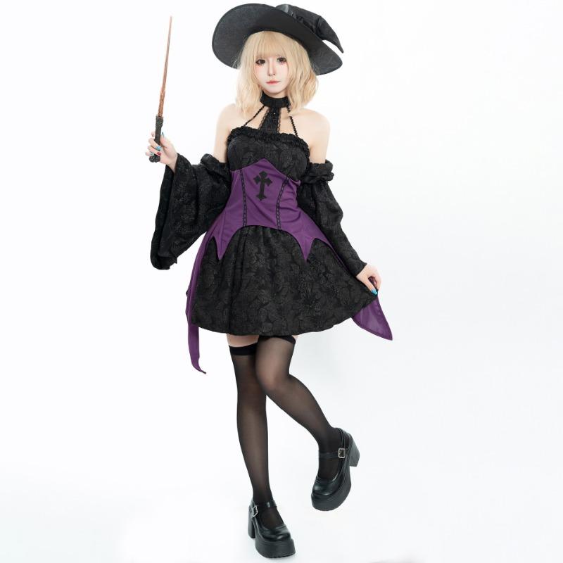 Halloween Costume Magic Witch, Punk Witch Hat Sexy Party Dress