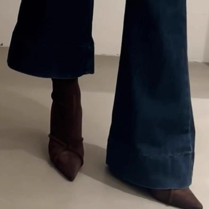 Designer 2025 New Woman Ankle Boots Sexy Pointed Toe High Heels Shoes Winter Dress Party Fashion Boots Brand Trend Pumps Botas