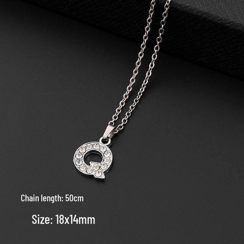 European & American Diamond Letter Pendant Necklace for Women - Stainless Steel Jewelry