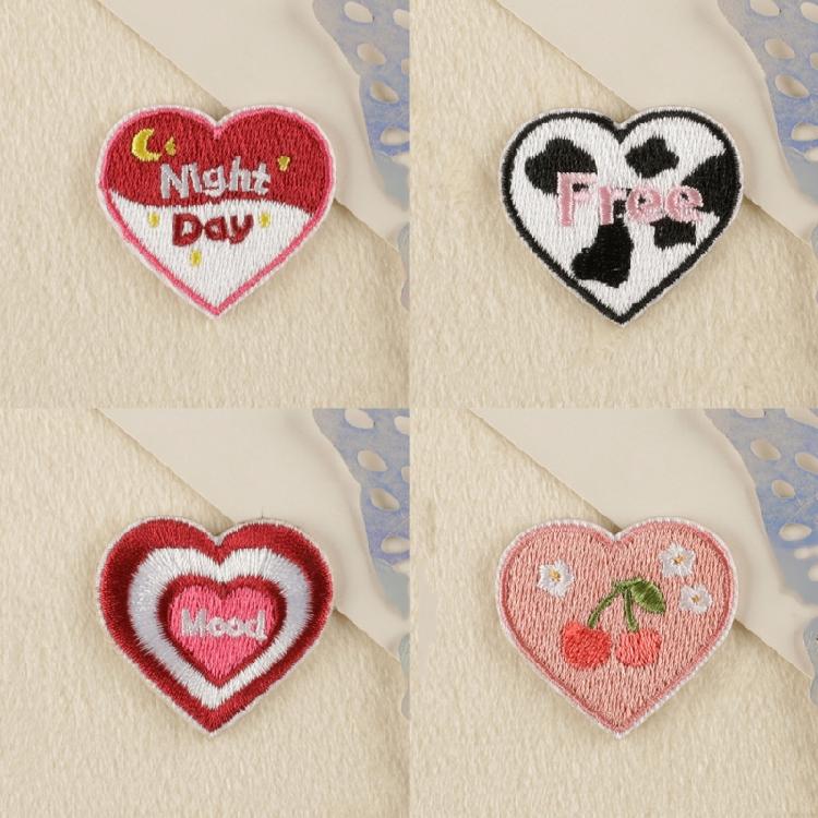 16pack Unique Heart Patches Luxurious Embroidery Patches Personality Appliques for Creative Projects
