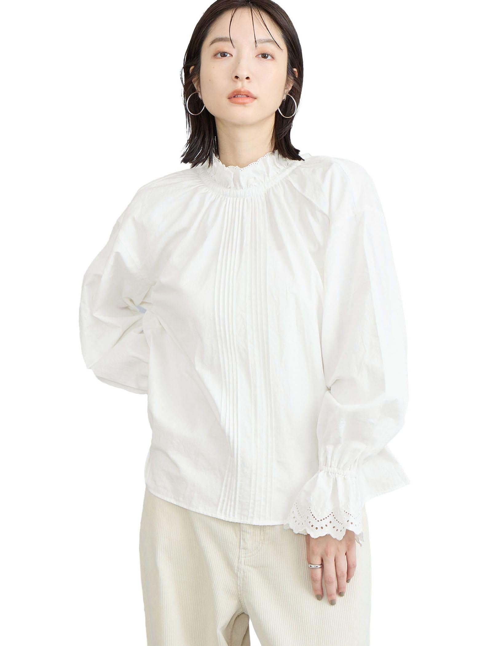 

Cohen MIYAKO TAKAYAMA 2-Way Stand Frill Blouse 76106450216 0370 OFF WHITE(03) L
