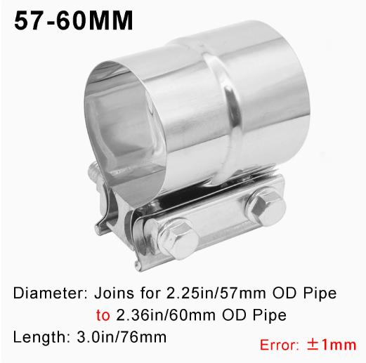 1PCS Exhaust Pipe Clamp Butt Joint Band Clamp Connector SUS Sleeve Coupler for Car Exhaust System Connection Muffler Repair