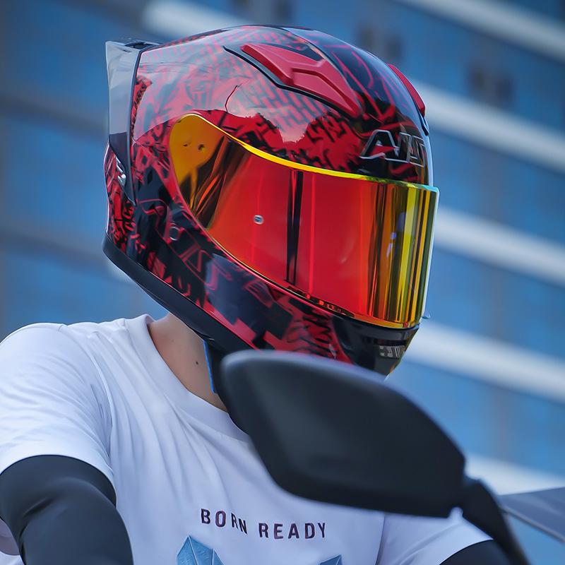 Helmet men's motorcycle full helmet locomotive women's electric four seasons summer riding helmet