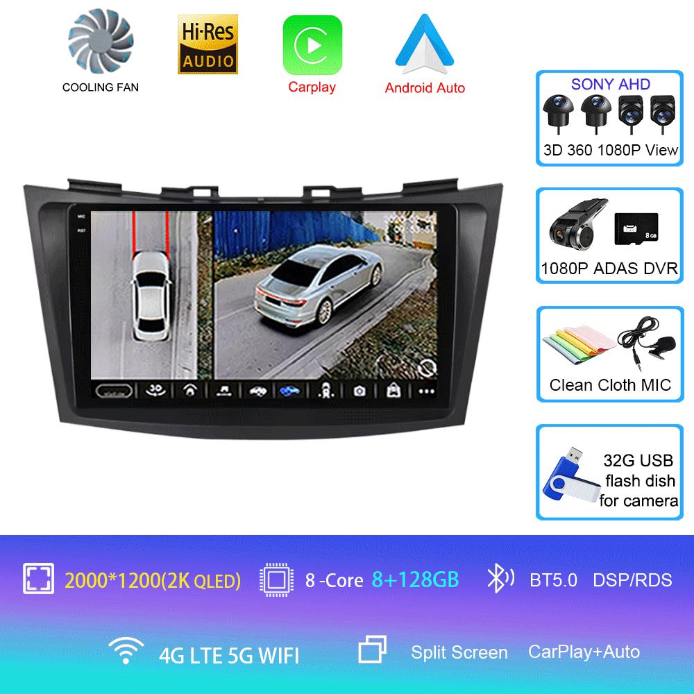 Android 14 For Suzuki Swift 2011-2015 2 Din BT DSP RDS Car Radio Stereo Multimedia Video Player GPS Navigaion Carplay Auto WIFI