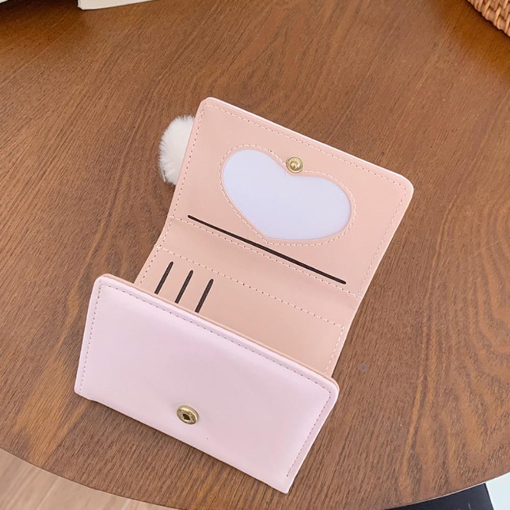 Short Bunny Cash Purse Bag Korean Style Heart Three Fold Wallets Rabbit Pocket Purse Wallet  Girls