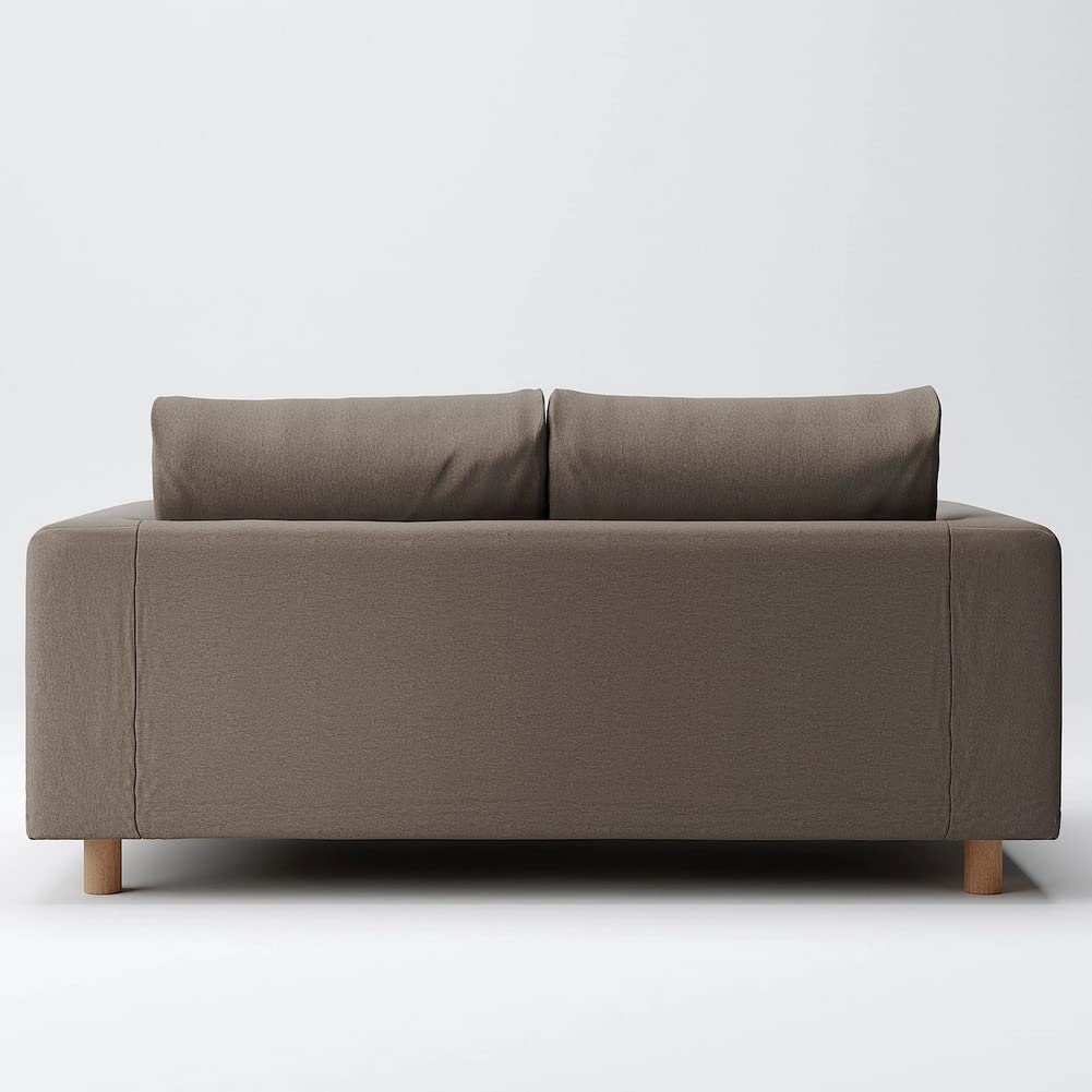 MUJI Brown Washed Cotton Canvas Cover for 2 Seater Sofa with Feather Pocket Coil 82584349