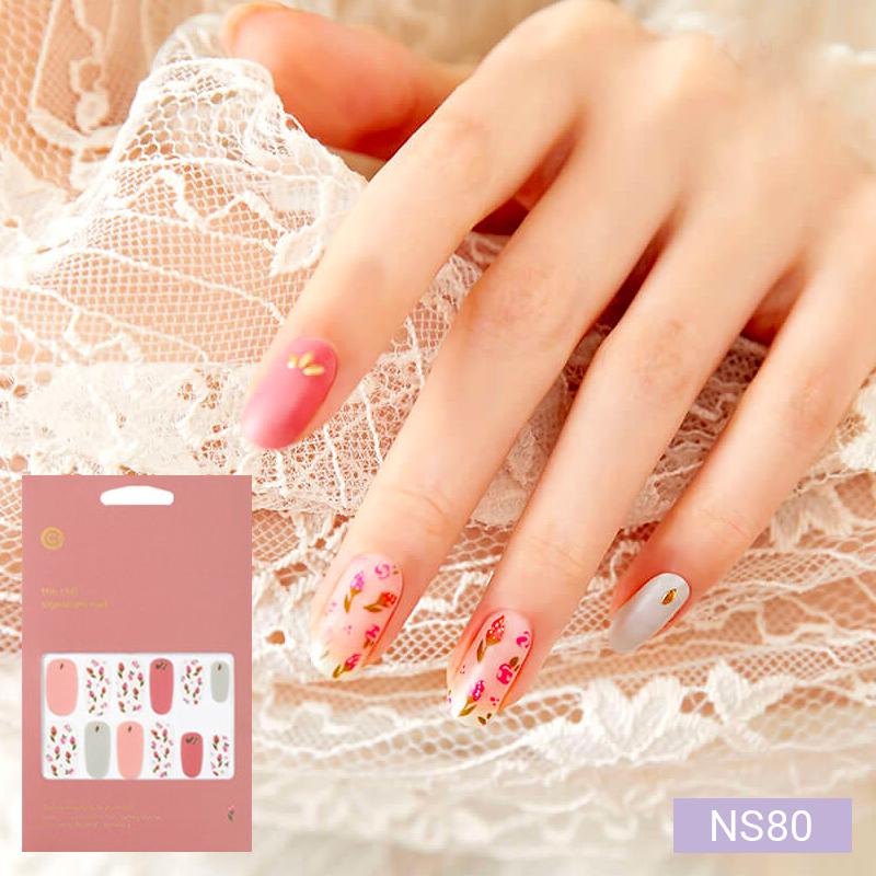 Glam Shell&Glitter Nail Stickers 24pcs | Self-Adhesive Strips, Bold Chic Mix, Quick 5-Min Manicure