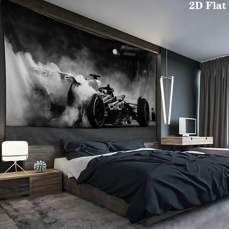 Racing car Wall tapestry, aesthetic printed fabric blanket, suitable for bedroom, living room, and home decor.