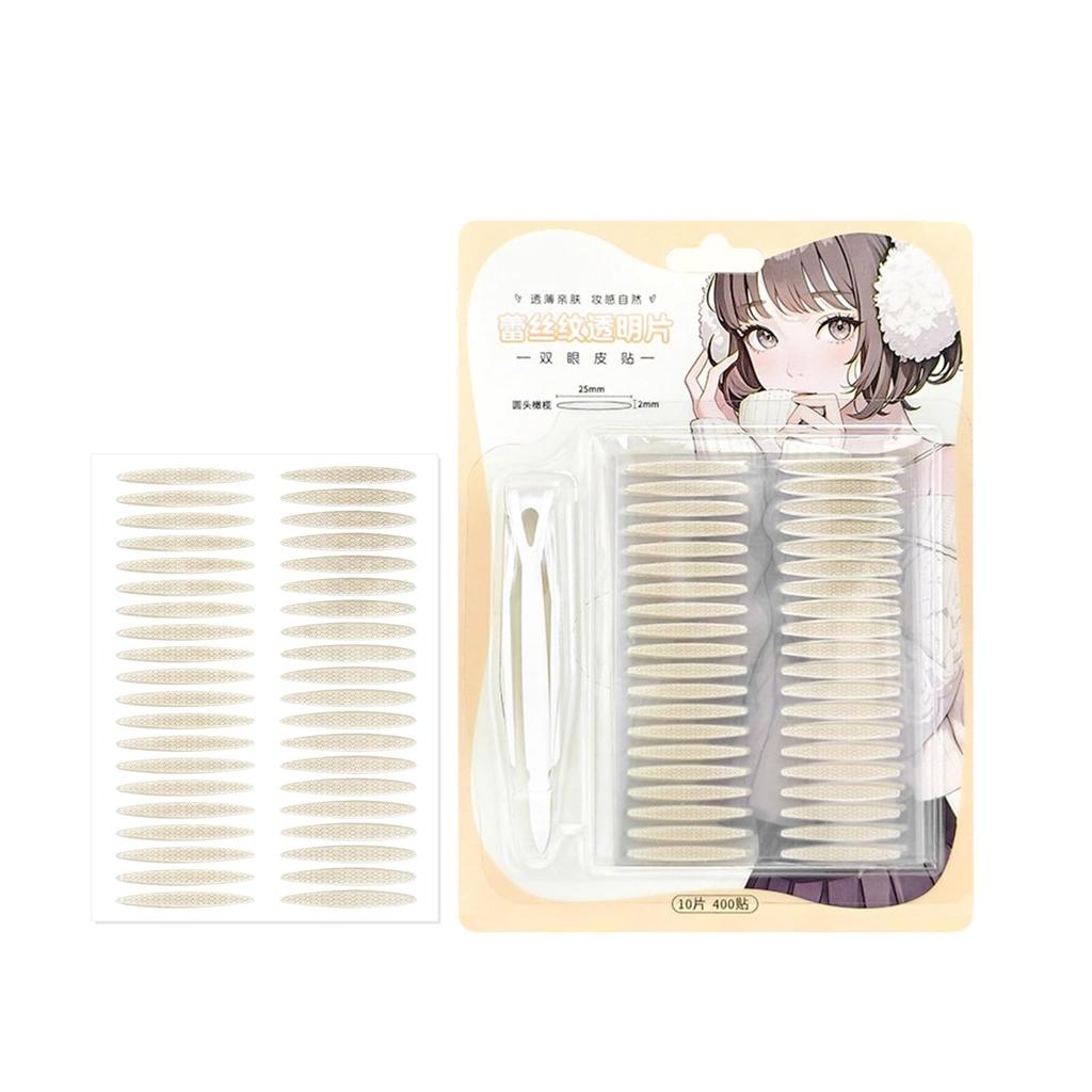 HESBUTY Double Eyelid Tape, Olive Shape, 10 Pieces, Strong Adhesive, Concealing Double Eyelid Tape, Skin Tone, Stretchable, Suitable for Beginners