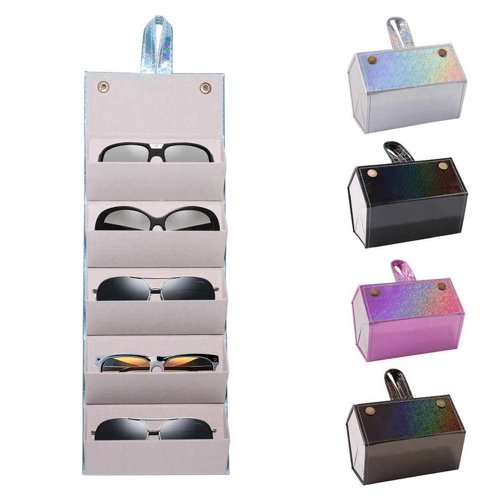 

Лазерный перламутровый складной органайзер для очков, дисплей, чехол для солнцезащитных очков, прочный держатель для очков чёрный