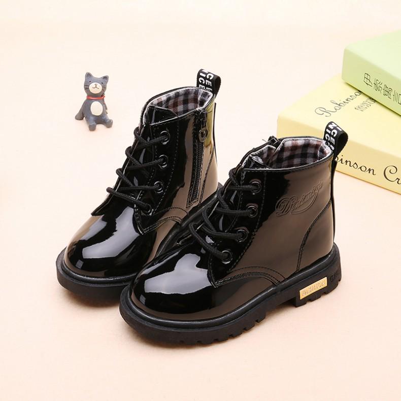 Kids' Non-slip Leather Ankle Boots - Autumn/Winter Velvet-Lined for Boys and Girls