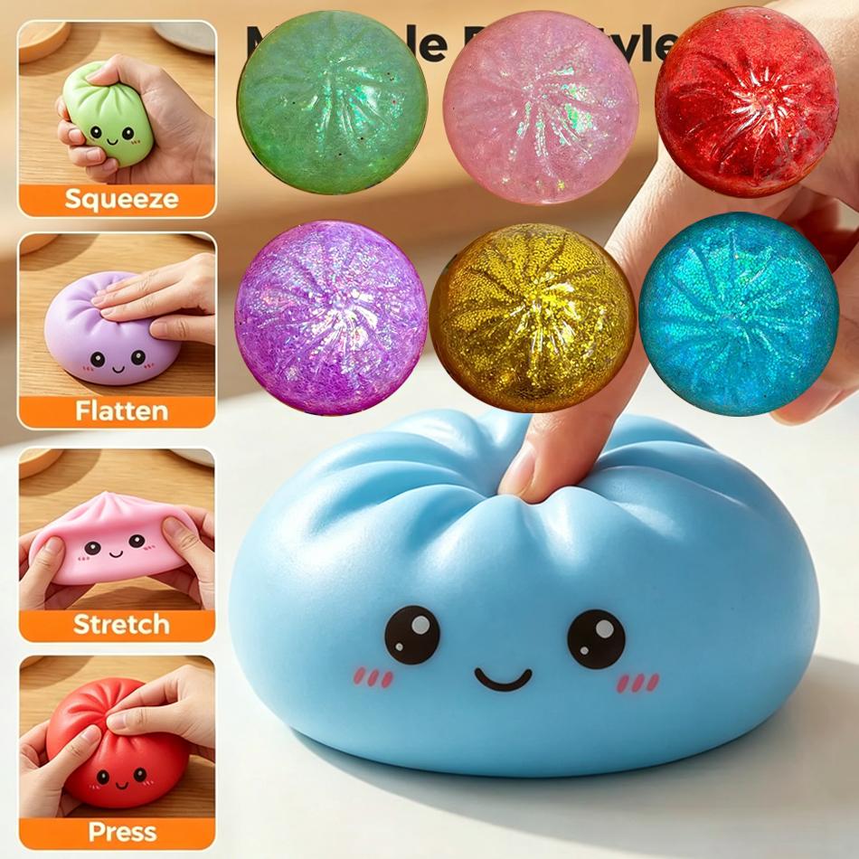 Push Bubble Colorful Dumpling Squishes Stress With Steamer Cute Anxiety Toy Soft Decompression Dough For Adults Prospector