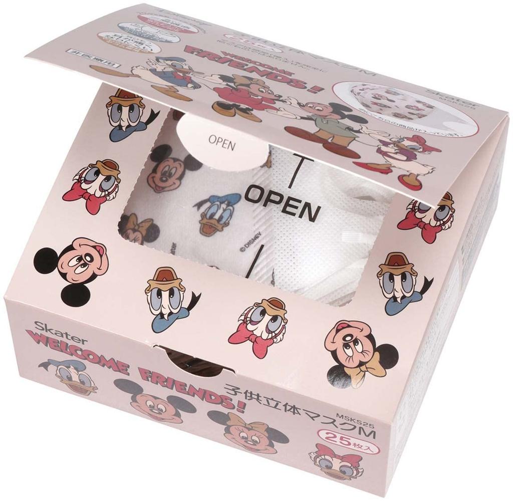Skater Fabric 3D Size M 25 Disney Mickey Mouse Friends Three-Layer Non-Woven Mask, (Children's), Pieces, & MSKS25-A