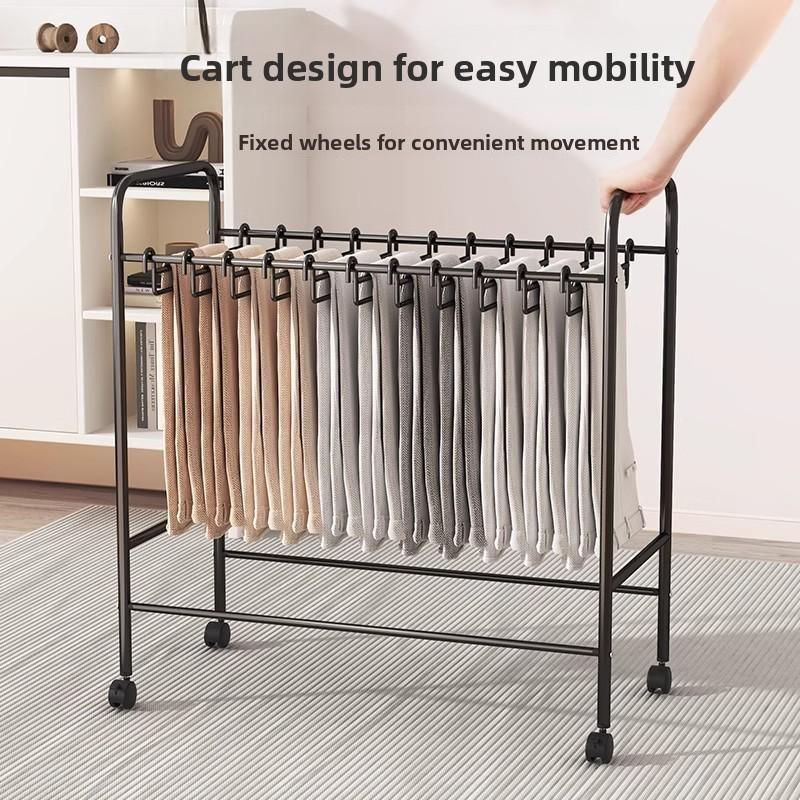 Iron Art Pants Storage Rack Stand Mobile Closet Hanging Drying Pants Multi-Functional Wardrobe Organizer Children's Handmade
