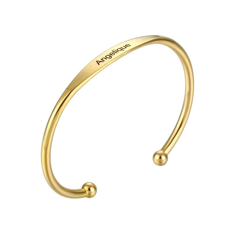 1PC Personalized Engraved Custom Name Stainless Steel Bracelet Jewelry Name Words Letters Custom Bracelet & Bangle For Women