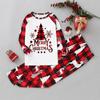 Christmas Print Neck Long Sleeve Long Pants Matching Family Pajama Set for Adults and Kids