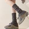 Fashionable Twist Cable Knit Footless Middle Calf Socks Pleated Ruched Ruffled Leg Warmers Boot Toppers Covers for Women