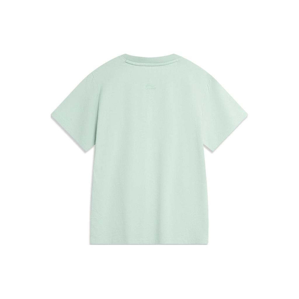 Li Ning Chinese Culture Series Painting Print Casual Slim Fit Short Sleeve T-Shirt Women T-Shirt Ice-Green AHSU330-2