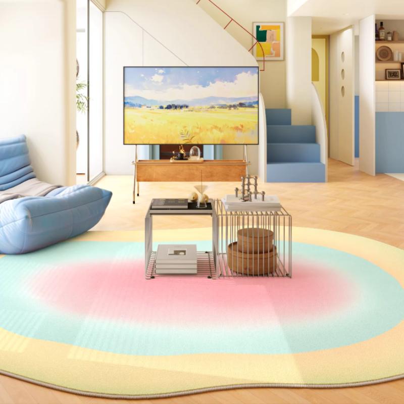 Dopamine Color Carpets for Living Room Fluffy Soft Bedroom Decor Carpet Irregular Shape Bedside Rug Home Thicken Plush Floor Mat