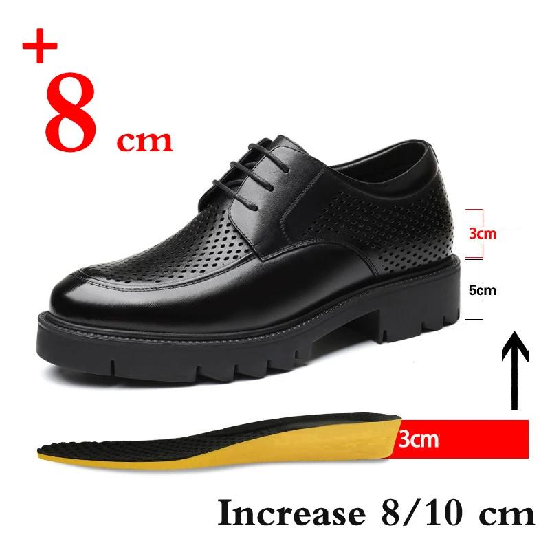 Fashion Brand Genuine Leather Sneakers Men Elevator Shoes Platform Heels 8/10cm Height Increase Heightening Shoes Man Dress Shoes