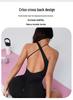 European & American Crossback Open-Back Elastic Fitness Jumpsuit