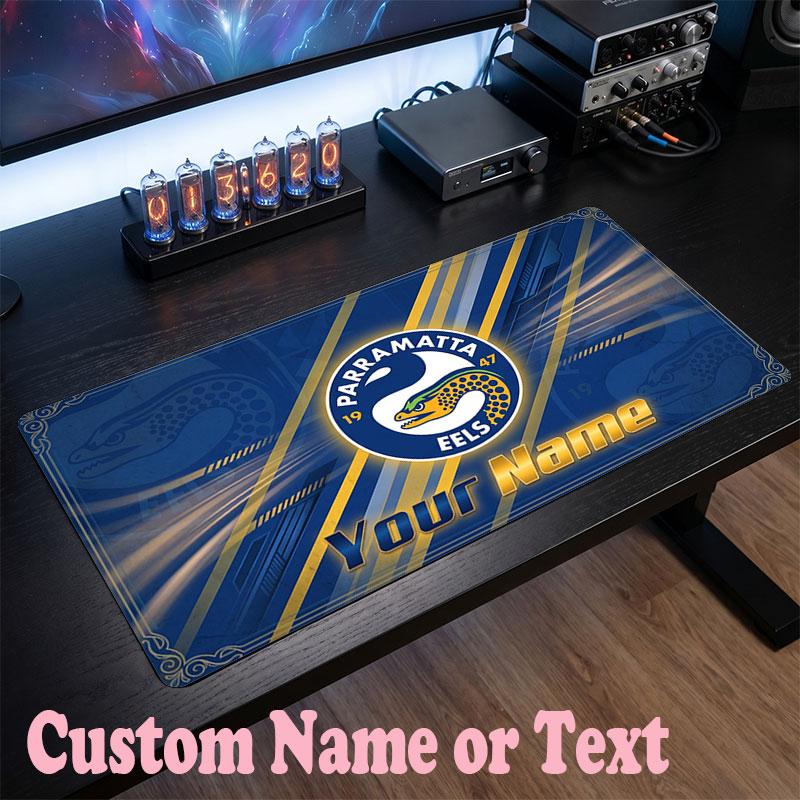 Parramatta Eels Customized Name Text Mouse Pad, Large Desk Mouse Mat Personalized Home Office Present