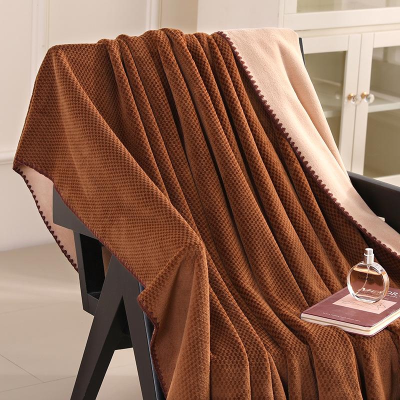 Solid color brocade full matte jacquard blanket soft and comfortable office nap skin-friendly blanket for all seasons