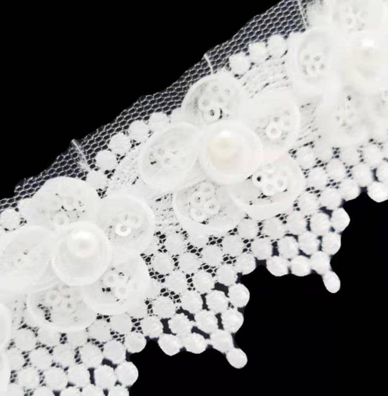 Polyester Light White Barcode Lace Sun Beads Flower Beads Clothing Accessories Diy Creative Accessories Decals