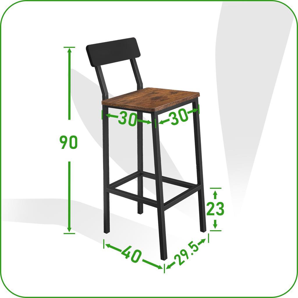Hoker Ciemny Brąz Taboret Do Kuchni 30X40X90 I Begryf