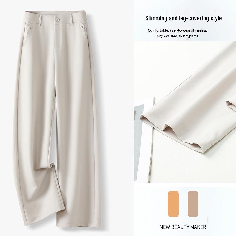 Dámské splývavé kalhoty s vysokým pasem a širokými nohavicemi - Zeštíhlující, ležérní, kalhoty s rovnými nohavicemi