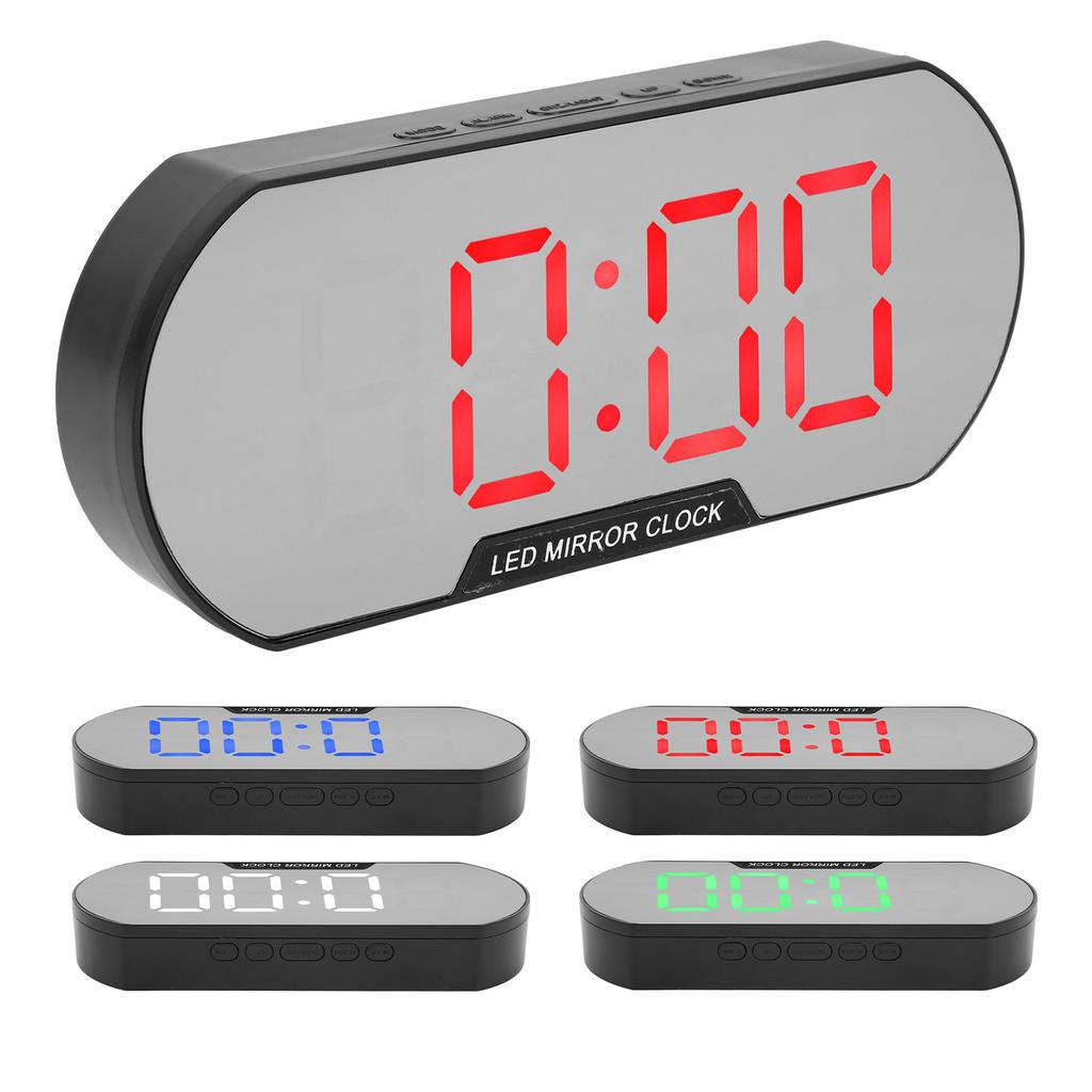 Alarm Clock LED Digital Display Makeup Mirror USB Battery Clock for Children Elderly Bedroom Office 