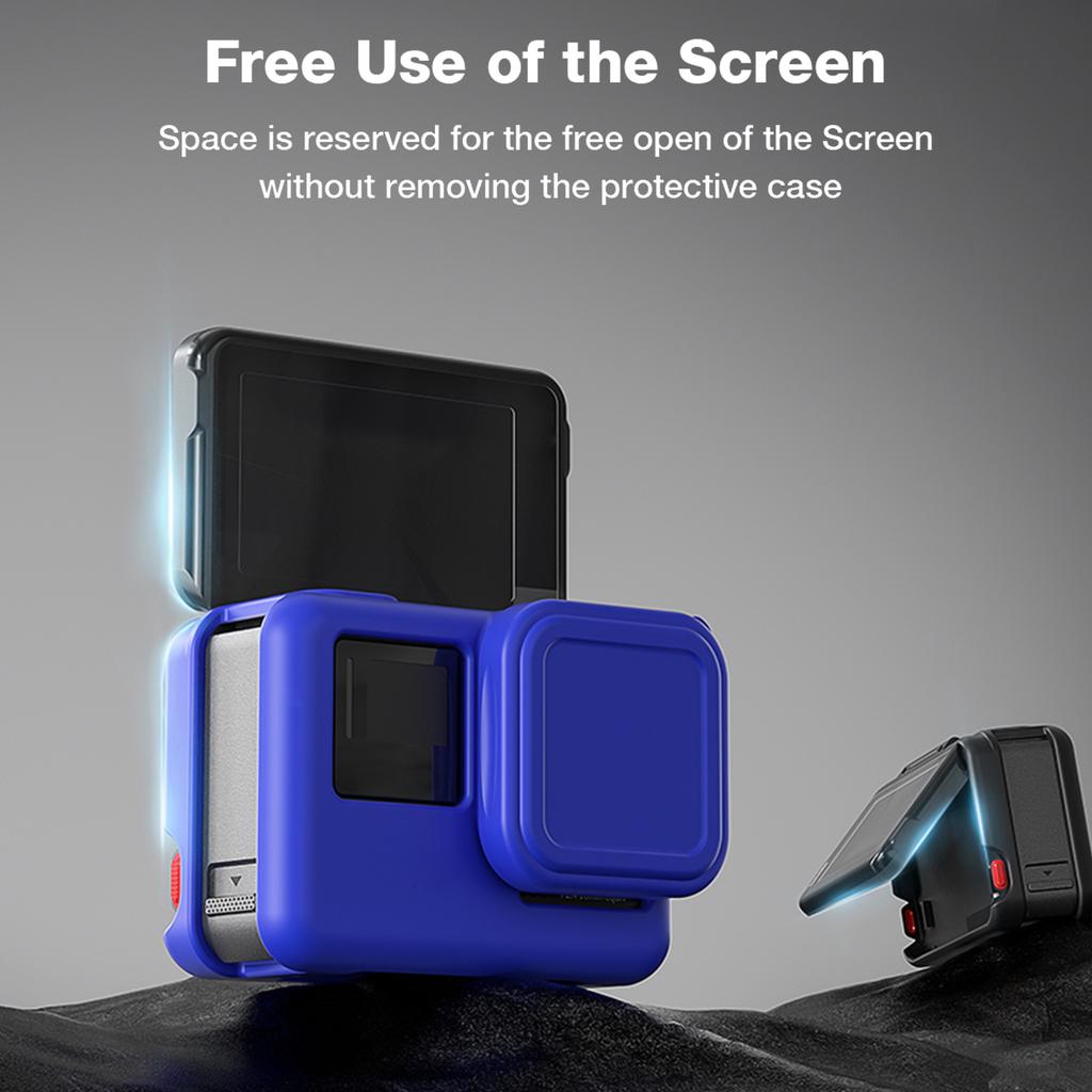 aMagisn AC19 Silicone Camera Protectiv Kit Camera Protector Case + Lense Cover + 2 Straps Compatible with Insta 360 Ace