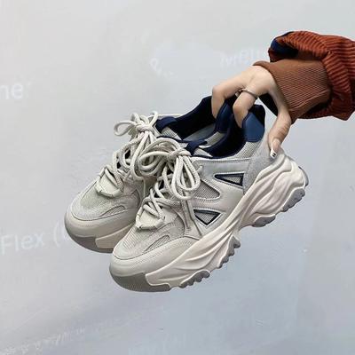 Zapatos de Papá Mujer Zapatos Nuevos de Mujer para Primavera Moda Bloque de Color Retro Plataforma Zapatos de Elevación Mujer Zapatilla Casual