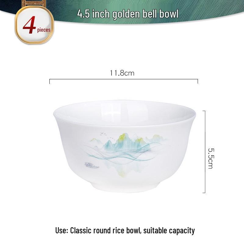 Tangshan Bone China Bowl Set: Rice, Soup, Noodle Bowls & Plates with Chopsticks - Perfect Housewarming Gift