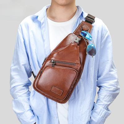 Borsa a tracolla da uomo portatile in pelle bovina con tracolla multitasche, casual e alla moda