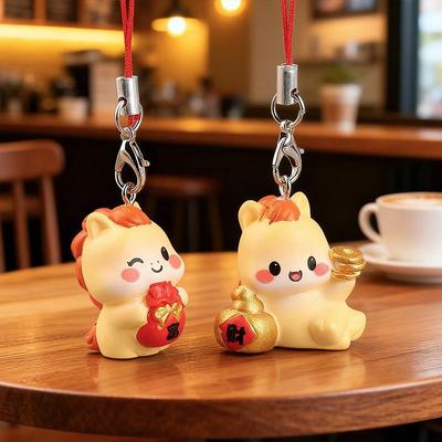 1/4/5 Stuks Creatieve Leuke Paardenjaar Sleutelhanger Zoete Cartoon Pony Mobiele Telefoon Hanger Veelzijdige Tas Accessoire Student Nieuwjaarscadeau