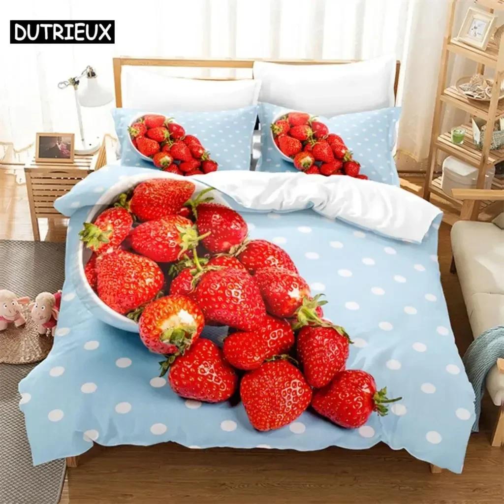 Luxury New 3D Print Summer Fruit Queen Bedding Set Duvet Cover Set Bedding Digital Printing Bed Linen King Size Duvet Cover Set