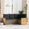 Vidaxl 4-Cz. Garden Lounge Set, Cushions, Grey, Rattan PE