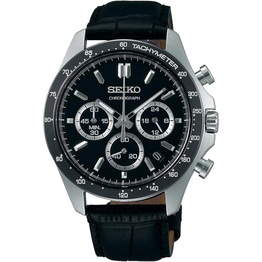 [Seiko Watch] SEIKO SELECTION SBTR021 Men s Watch, Battery-Powered Quartz Chronograph, Leather Strap, Black Dial