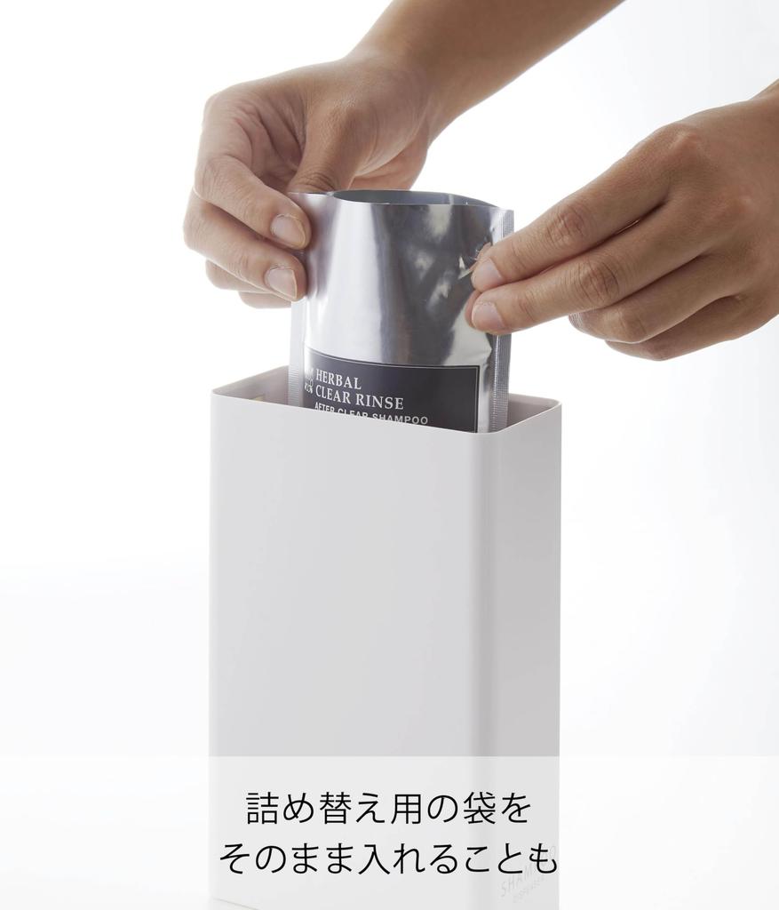 Yamazaki Square Slim X D11 X Tower Pump Dispenser 4252 Two-Way Dispenser, Shampoo, White, Approx. W5.5 H23.5cm, Bottle,