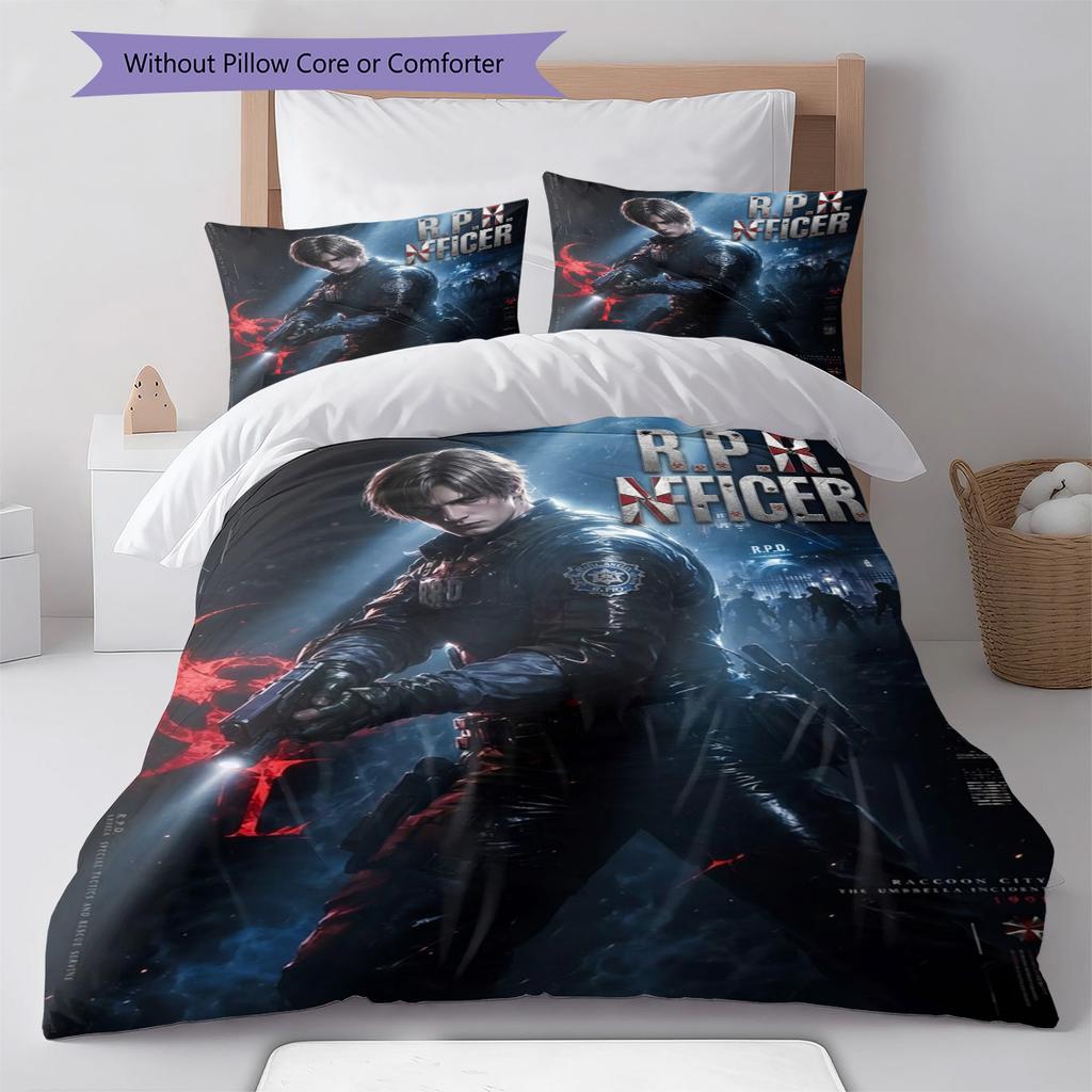 Leon Kennedy Pattern Bedding Set Quilt Cover Pillowcase Home Decor Gift (1 * duvet cover + 2 * pillowcase, without core)