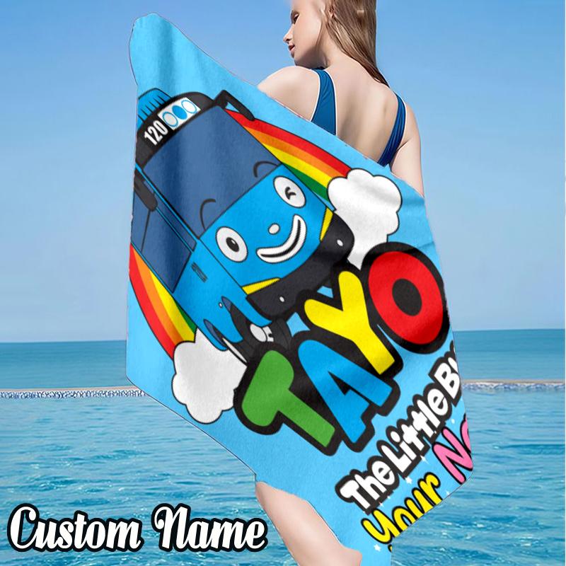 Custom Name Adventure Mateo Little Bus Beach Towel - Soft, Ultra-Absorbent Microfiber, Lightweight, Perfect for Beach, Parties, Travel, Camping