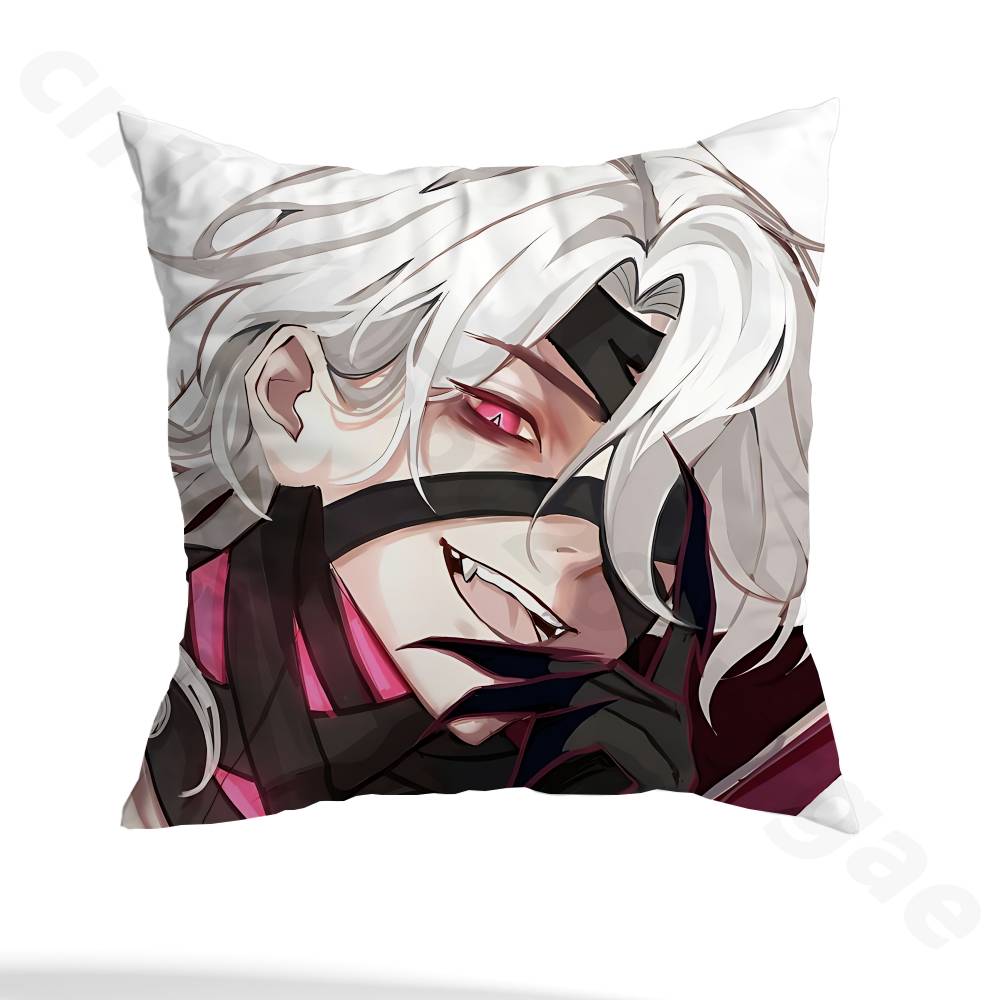 G-Genshin Rerir Reflective Pillow Case Square Double-Sided Printing Short Plush Sofa Cushion Cover Bedroom Bedside Pillow