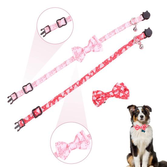 Dog Collar Love-heart Pattern Decorative Adjustable Breakaway Pet Cats Dogs Bow-knot Collars