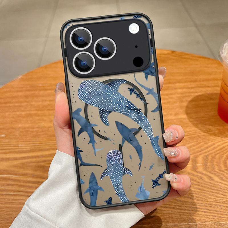 For iPhone 17 Pro Max Case Sea Turtle Conch Whale Pattern Magnetic For Magsafe Slim Matte Cover For iPhone 16 Pro Max 15 14 13 16E Air
