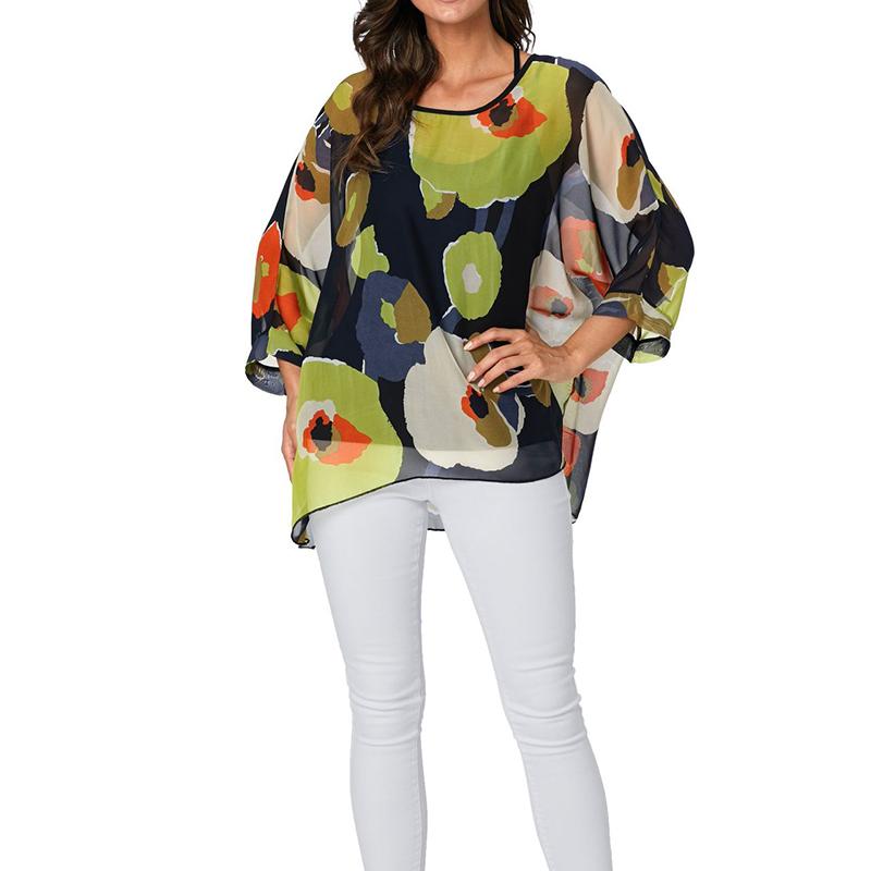 WTEMPO Women Large Size Bohemian Style Thin Chiffon Shirts Summer Vacation Beach Seaside Sun Protection Tops Bikini Smock