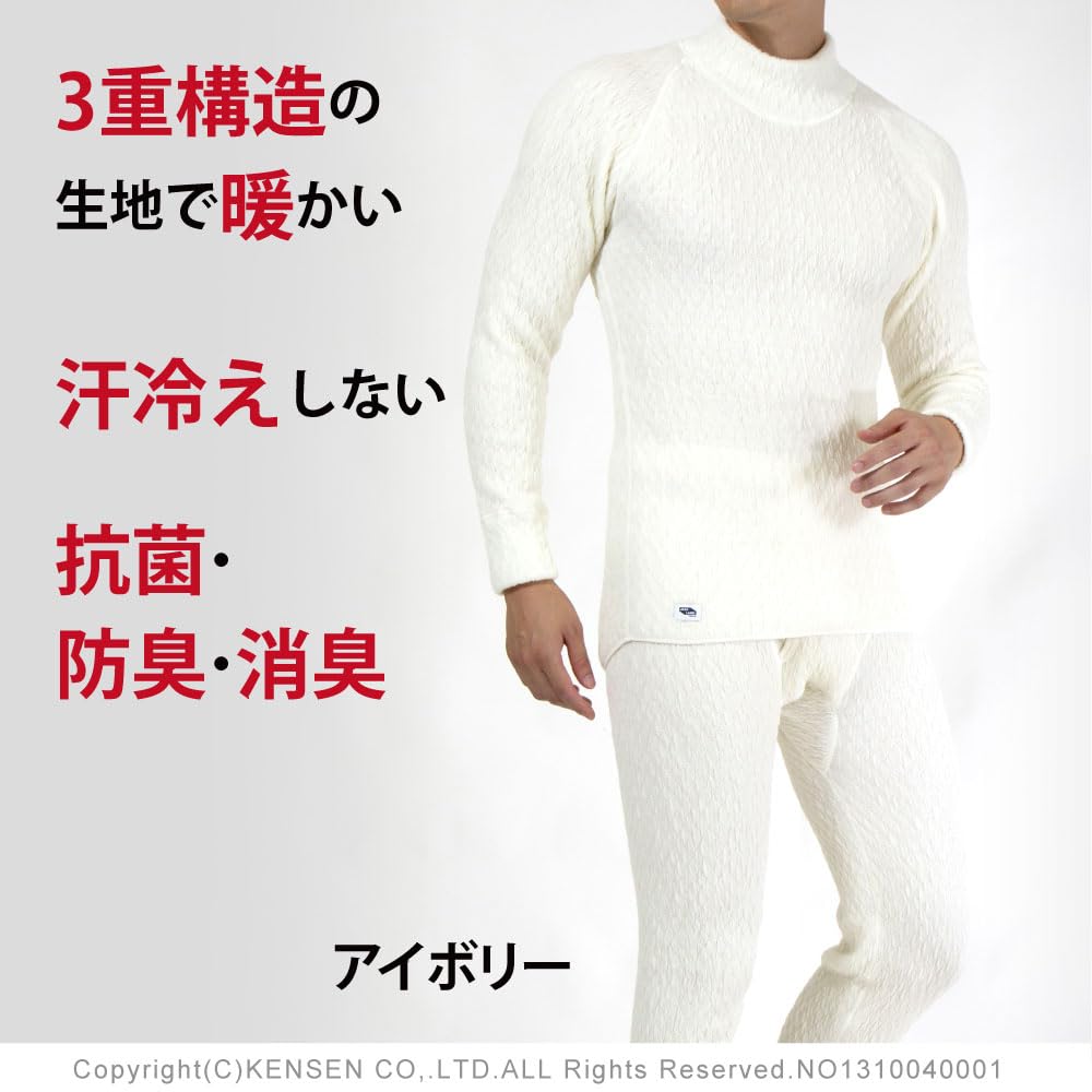 Everest Thermal Warm Base Layer Layer Dark [Hidamari] Men's Long-Sleeve High-Neck Shirt, Underwear, [Sapium] [Triple Construction] (JP, EVNS941, M,