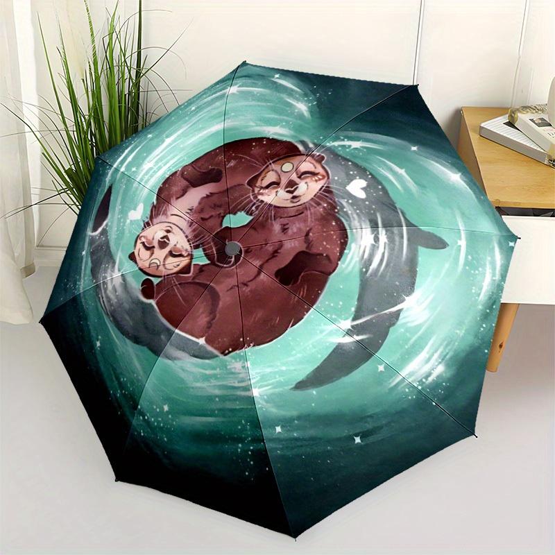 1pc Cats Whirlpool Auto Open/close, All-Season Portable Folding Umbrella for Women & Men, Travel, Everyday, Formal Events - Compact Luxury Parasol, Ou