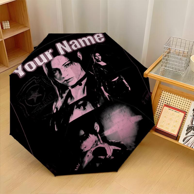 Custom Text Automatic 8 Bone Umbrella, Portable Sun Rain Protection UmbrellaResident Evil