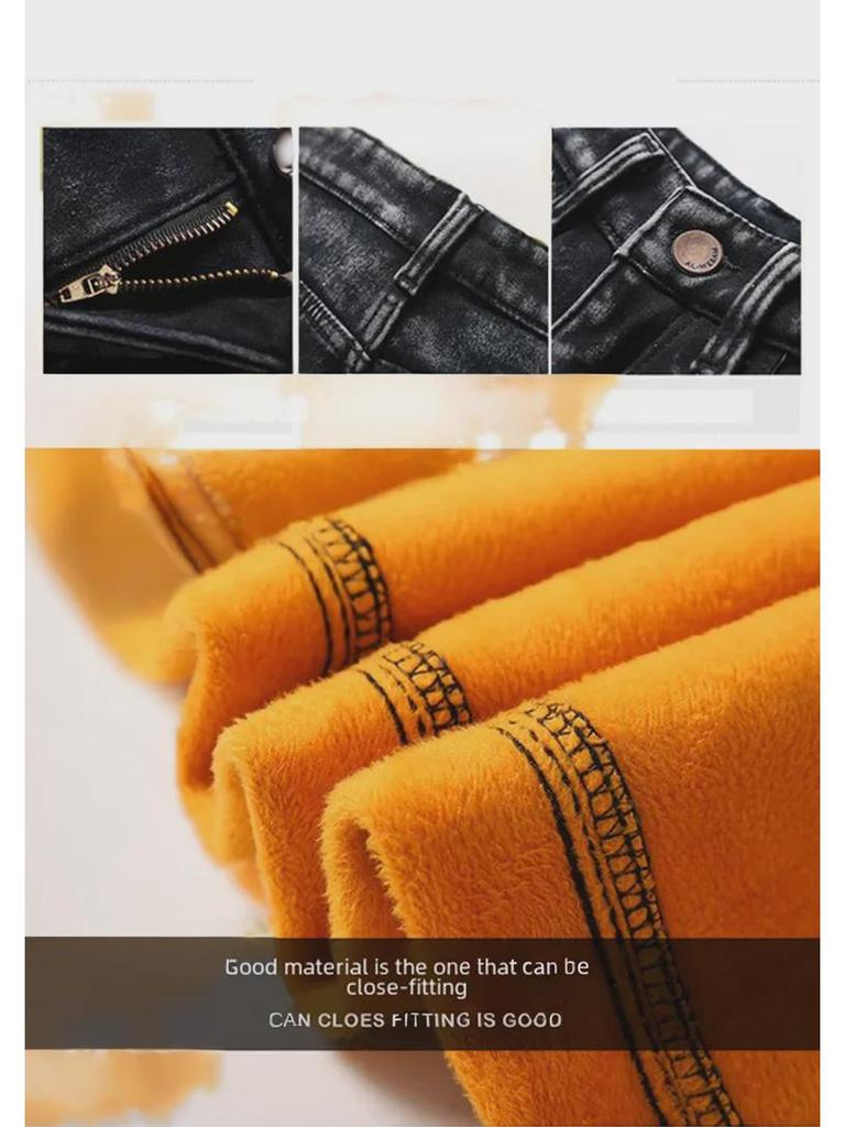 Pánské slim fit plus sametové zateplené skinny džíny v korejském stylu